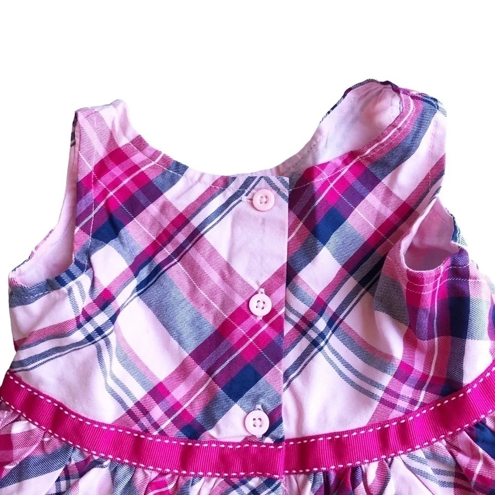 Gymboree Girls Pink Plaid Cotton Twill Dress Preppy Puppy Size 2T